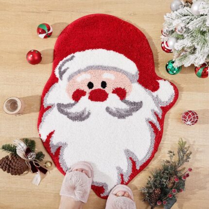 🎅 Santa Claus Shaped Christmas Rug | Elevate Your Holiday Space with Festive Warmth & Creative Design