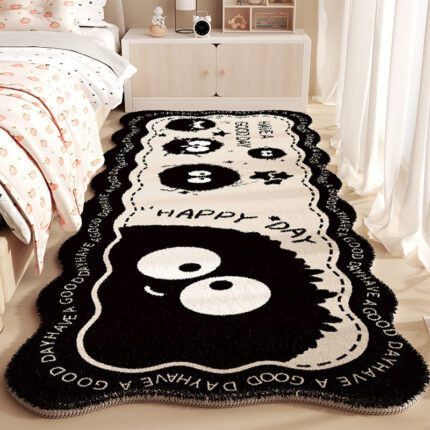 🖤🤍 Monochrome Cartoon Monster Bedroom Rug | Add Playful Chic to Your Bedroom with Black & White Whimsy